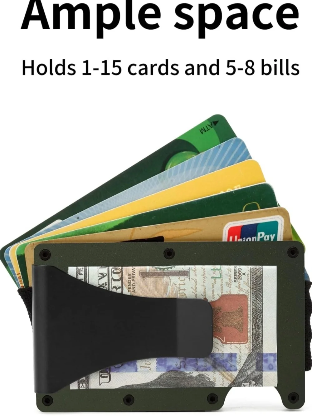 Slim Metal Money Clip Wallet - Green